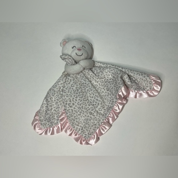 Carter’s Baby Teddy Bear Leopard Security Blanket Lovey Soft Rattle Pink Satin - Picture 5 of 10